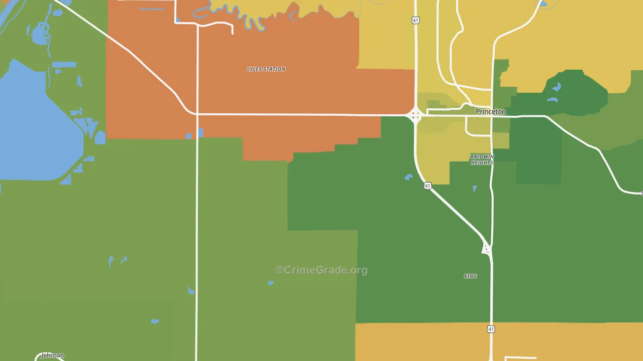 Buckskin, IN Map of Robbery Rates