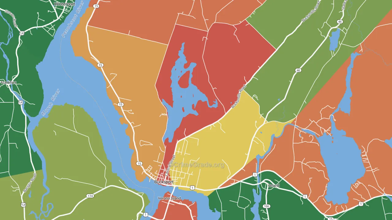 Bucksport, ME Map of Robbery Rates