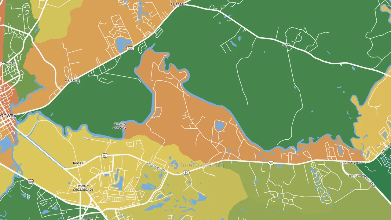 Bucksville, SC Map of Robbery Rates