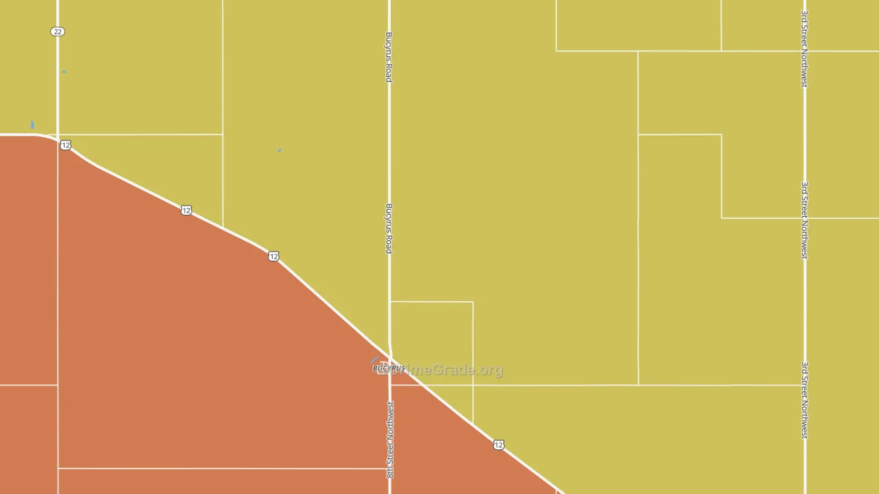Bucyrus, ND Map of Robbery Rates