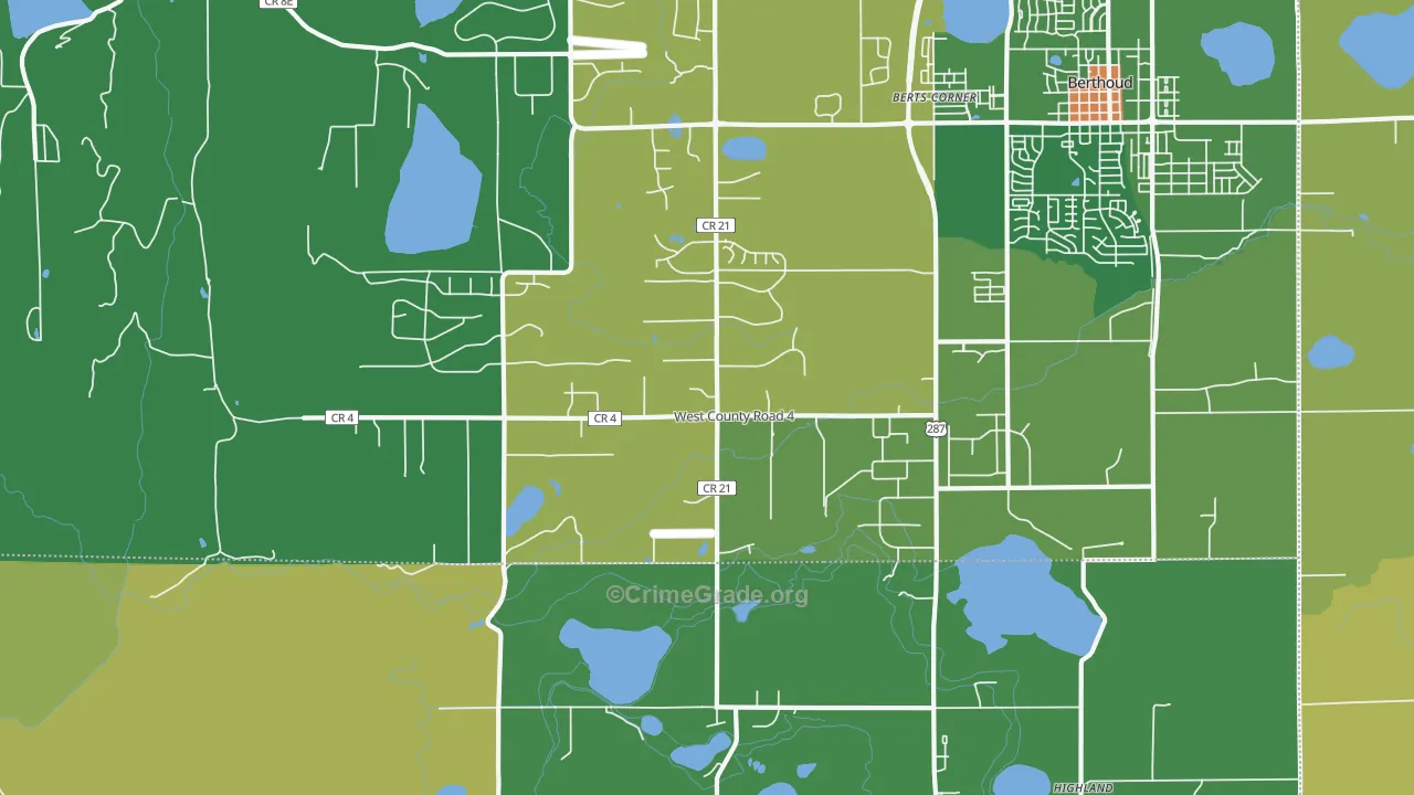 Buda, CO Map of Robbery Rates