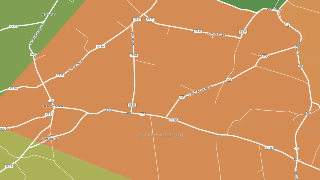 Buel, NY Map of Robbery Rates
