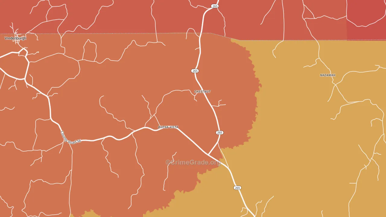 Buena Vista, AL Map of Robbery Rates