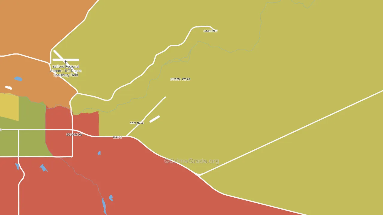 Buena Vista, AZ Map of Robbery Rates