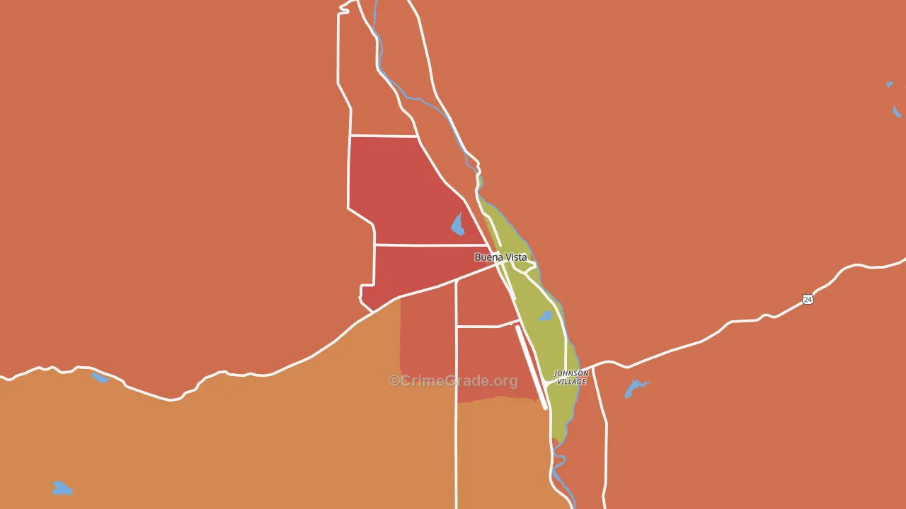 Buena Vista, CO Map of Robbery Rates
