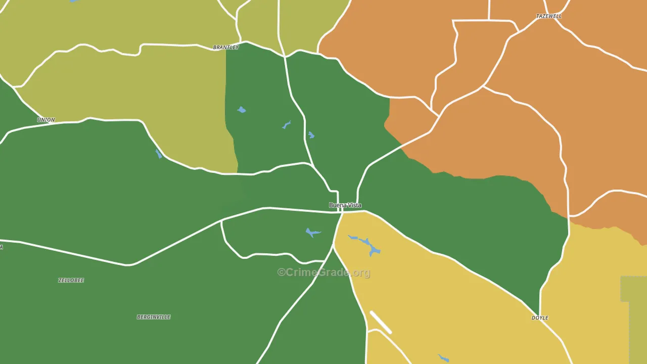 Buena Vista, GA Map of Robbery Rates