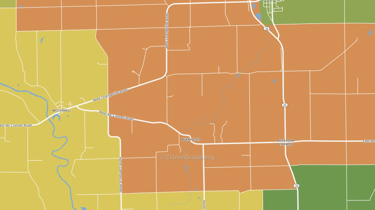 Buena Vista, IL Map of Robbery Rates