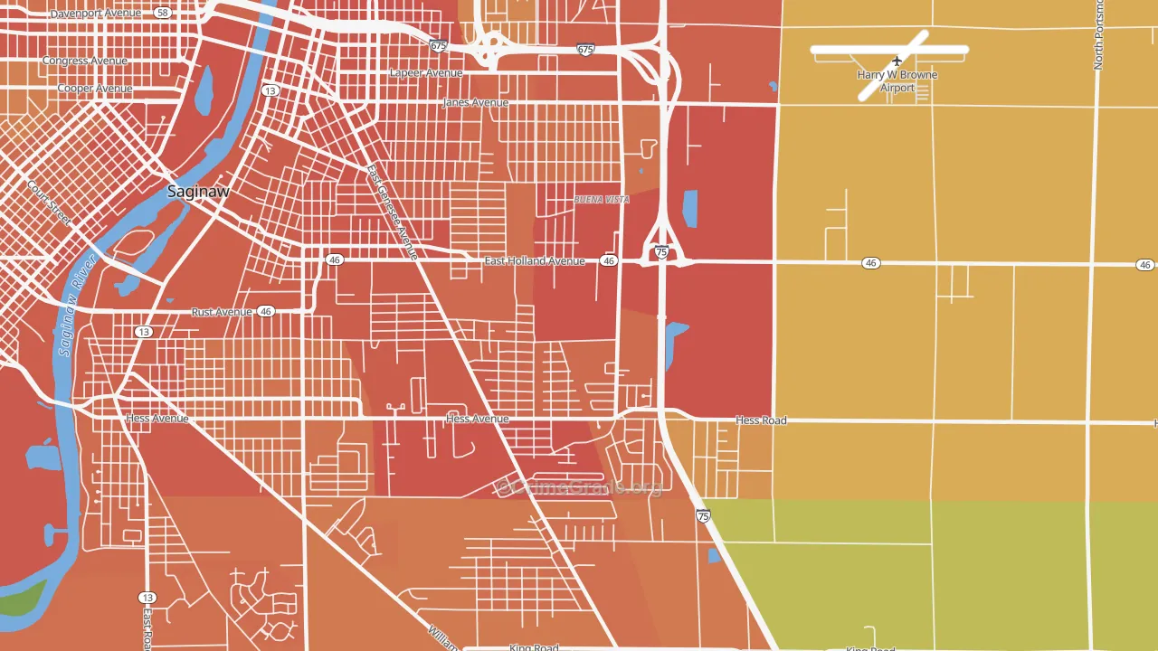 Buena Vista, MI Map of Robbery Rates