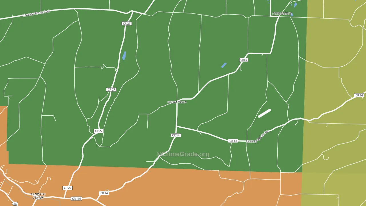 Buena Vista, NY Map of Robbery Rates