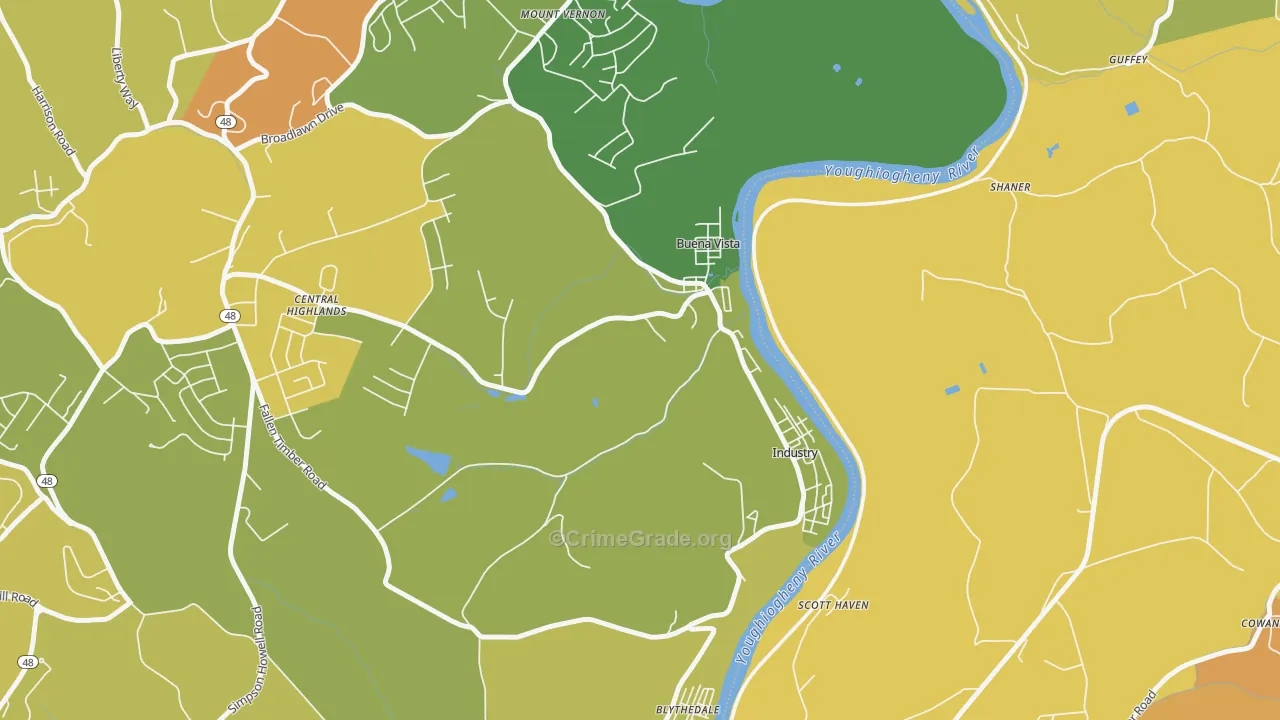 Buena Vista, PA Map of Robbery Rates