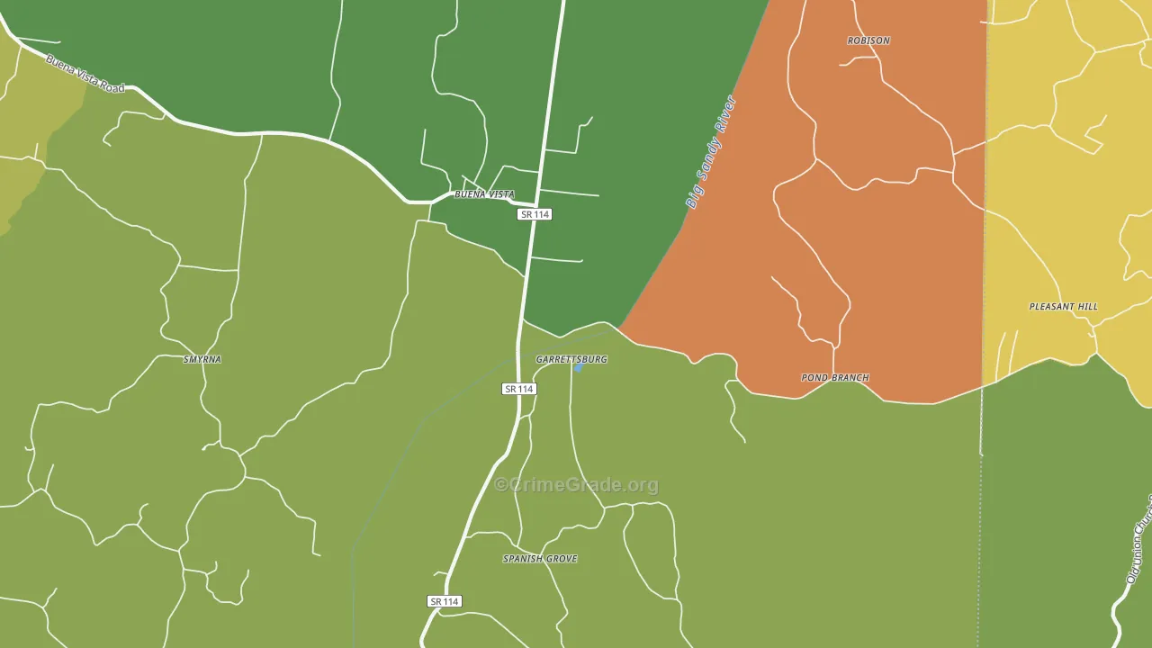 Buena Vista, TN Map of Robbery Rates