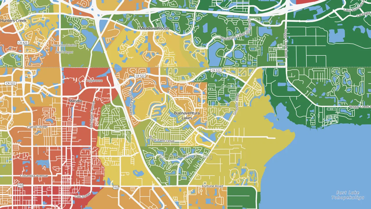 Buenaventura Lakes, FL Map of Robbery Rates