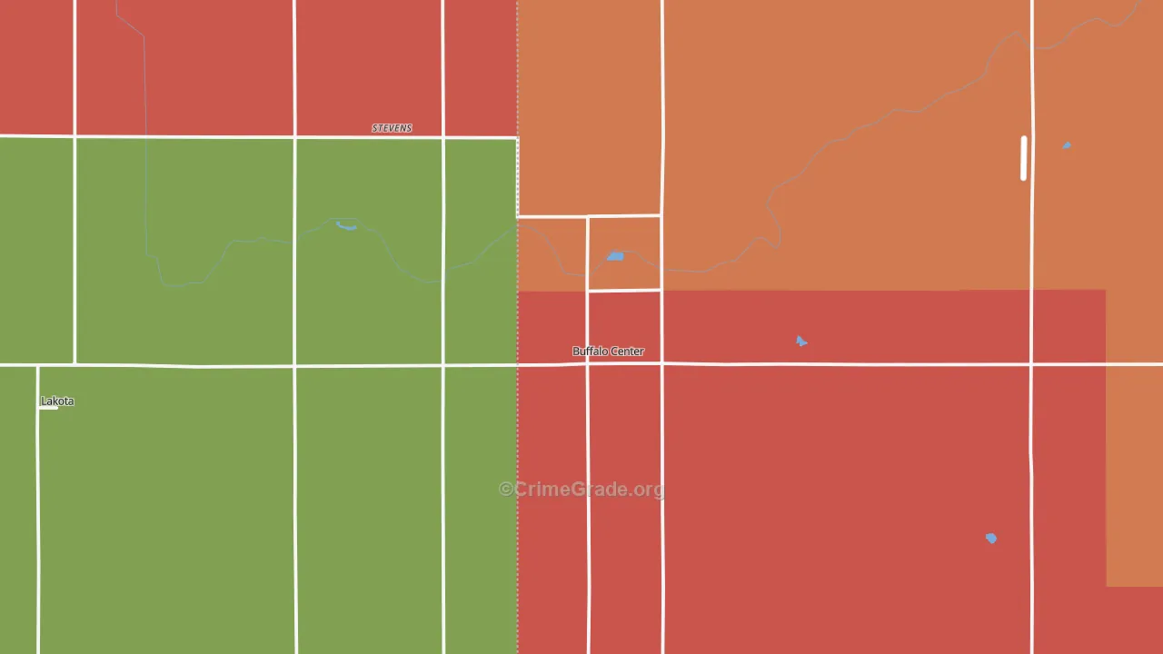 Buffalo Center, IA Map of Robbery Rates