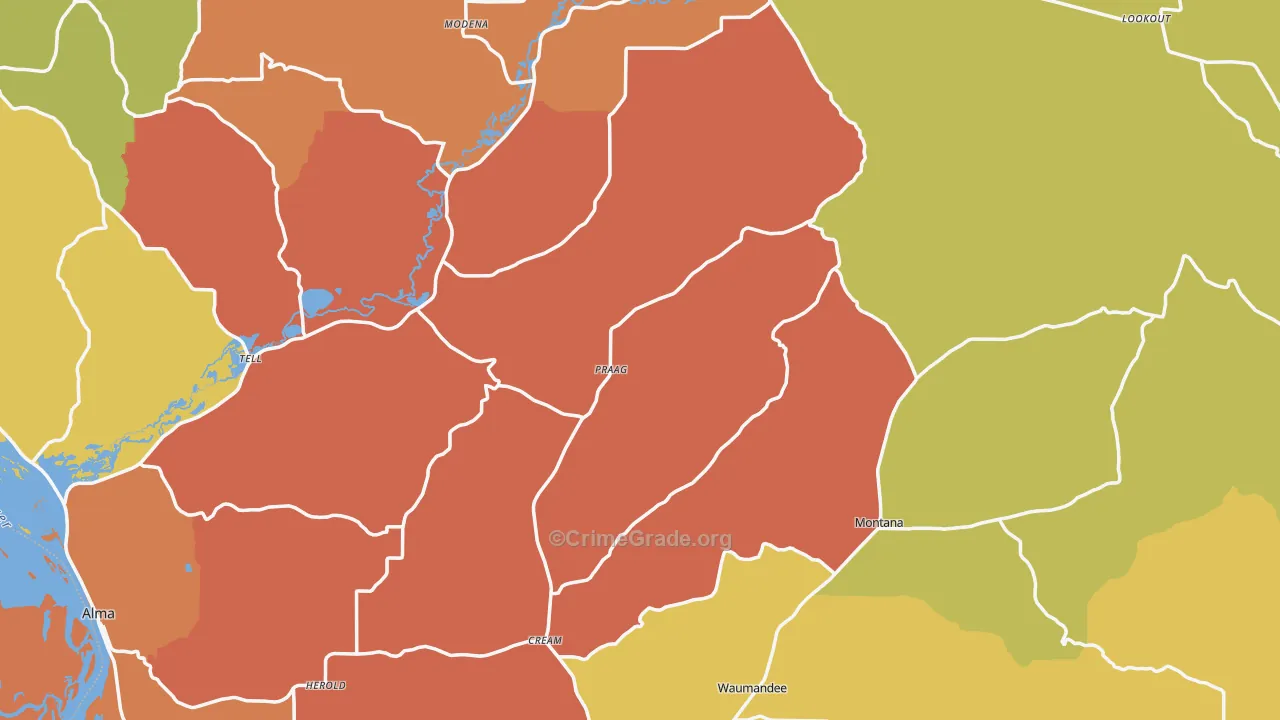 Buffalo County, WI Map of Robbery Rates