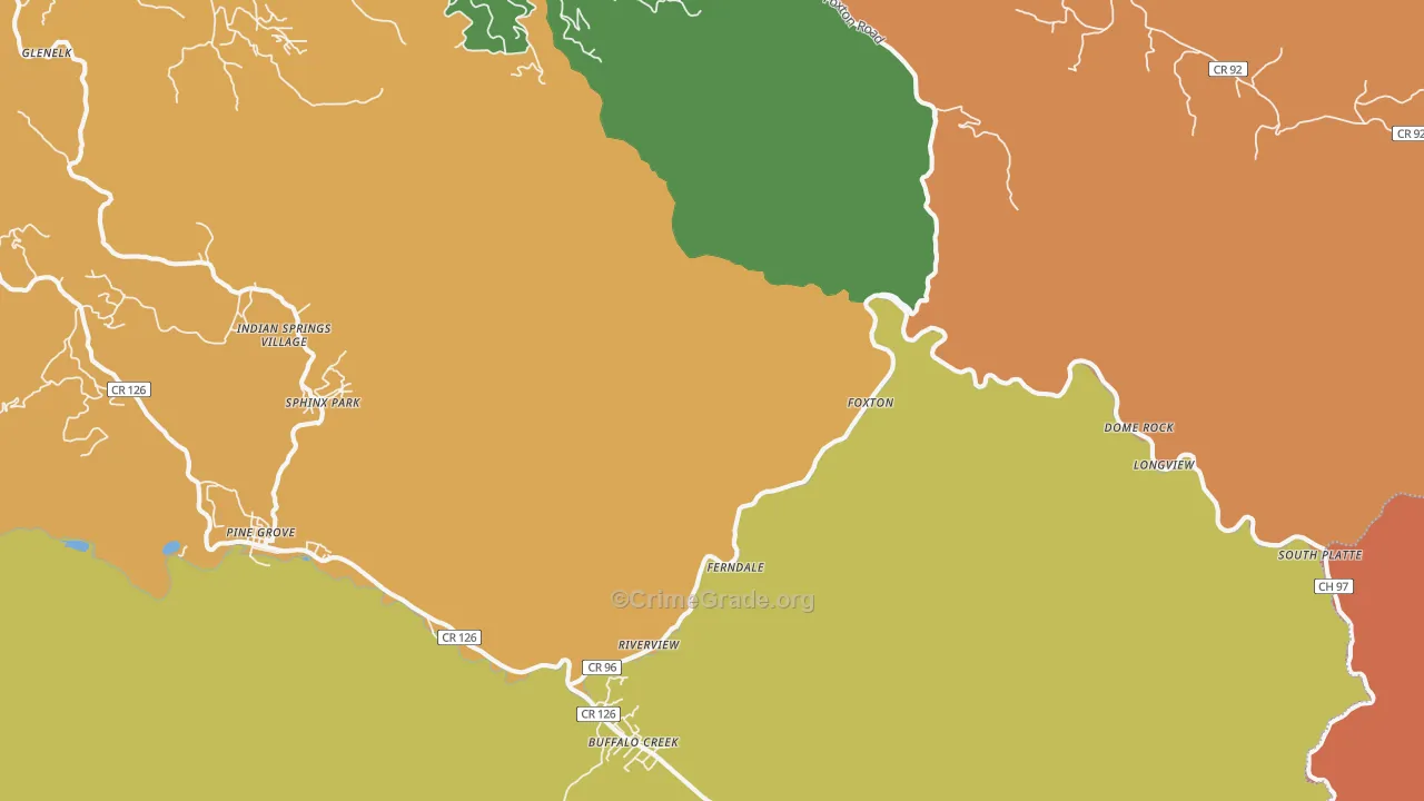 Buffalo Creek, CO Map of Robbery Rates