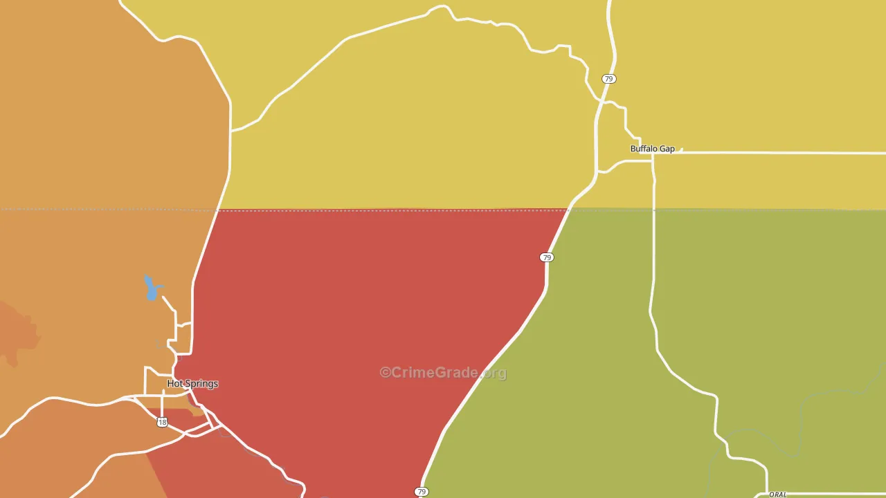 Buffalo Gap, SD Map of Robbery Rates