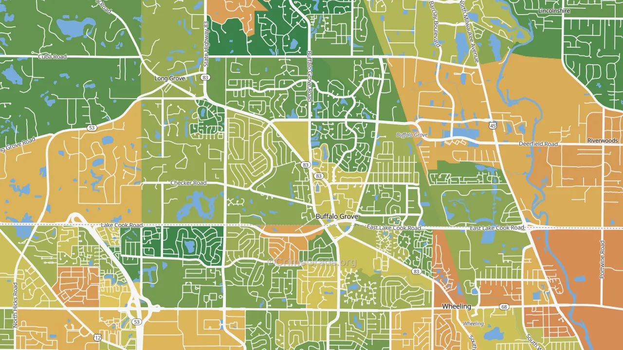 Buffalo Grove, IL Map of Robbery Rates