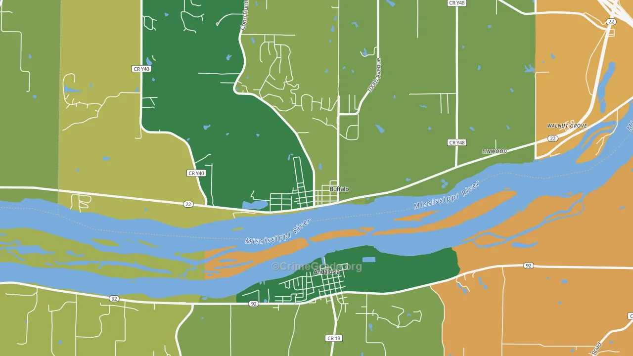 Buffalo, IA Map of Robbery Rates