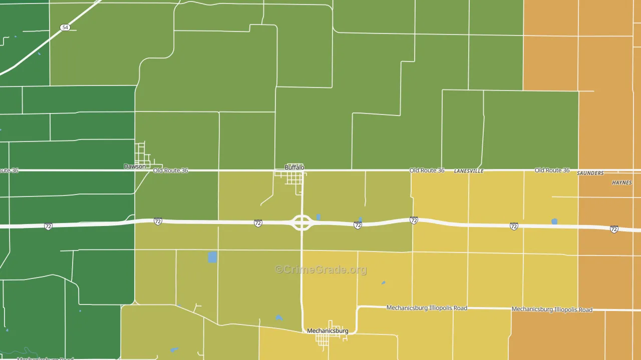 Buffalo, IL Map of Robbery Rates