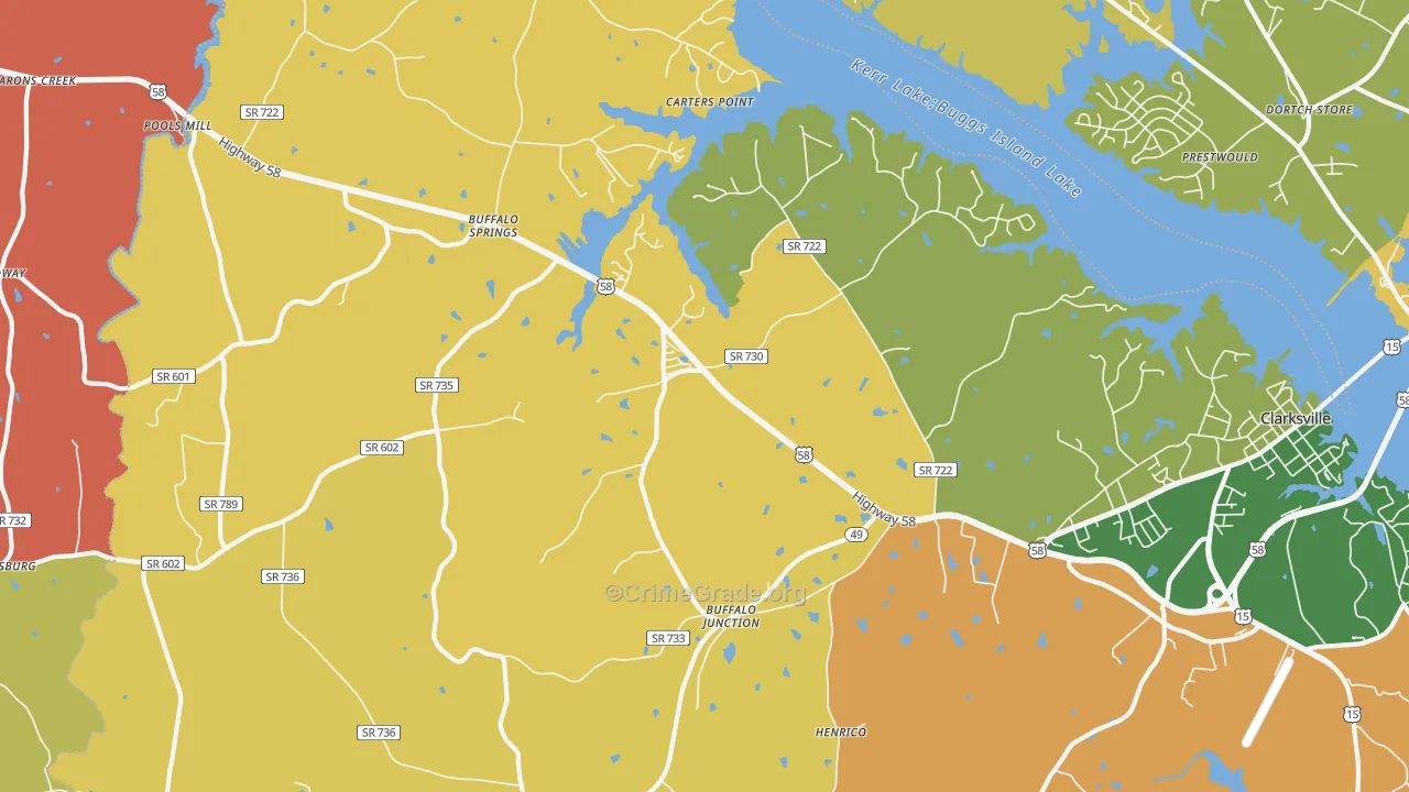 Buffalo Junction, VA Map of Robbery Rates