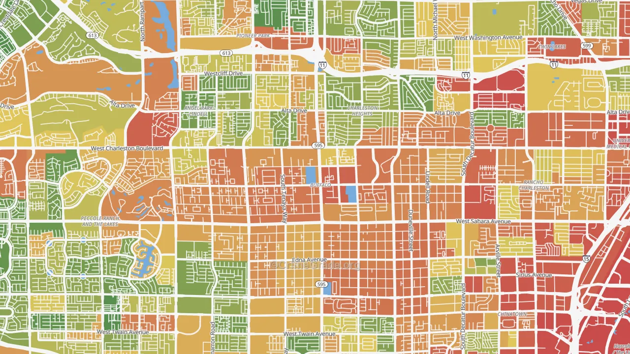 Buffalo, Las Vegas, NV Map of Robbery Rates