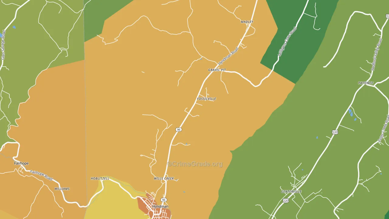 Buffalo Mills, PA Map of Robbery Rates