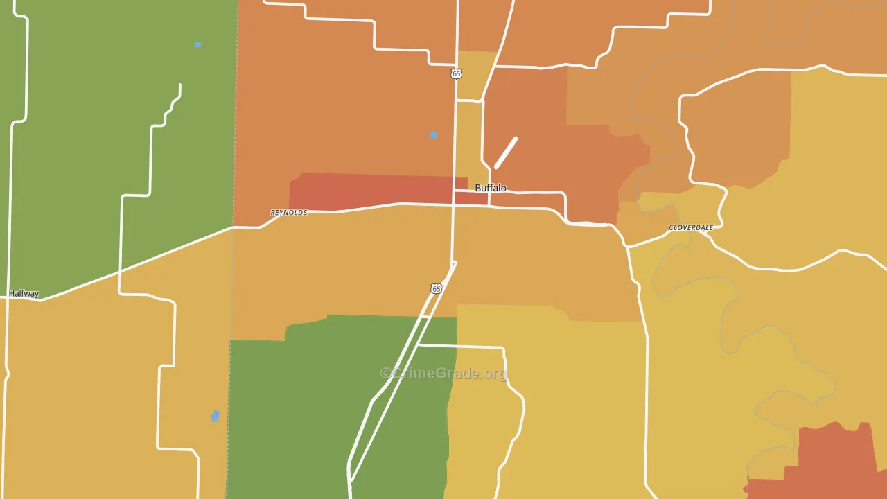 Buffalo, MO Map of Robbery Rates