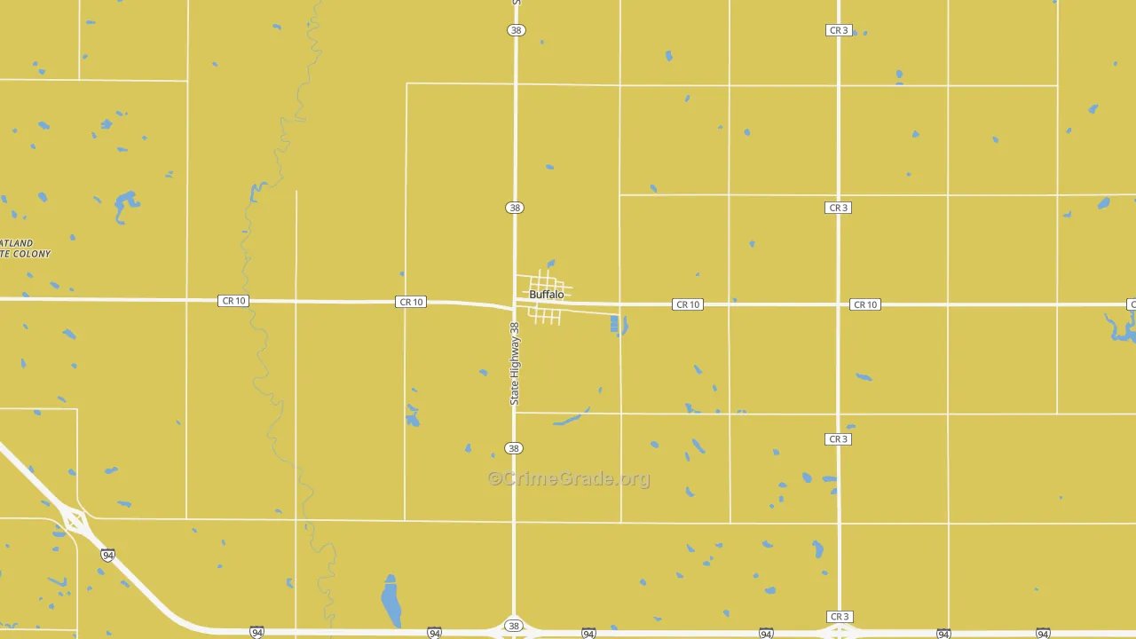 Buffalo, ND Map of Robbery Rates