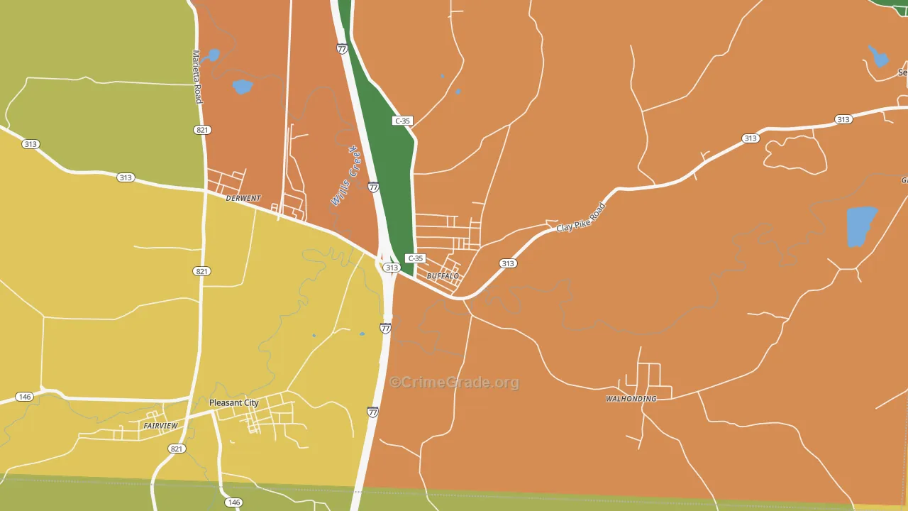 Buffalo, OH Map of Robbery Rates