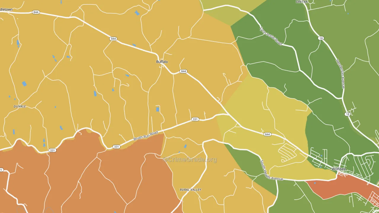 Buffalo, PA Map of Robbery Rates