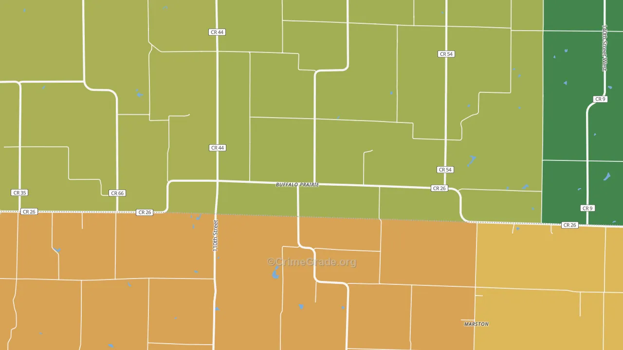Buffalo Prairie, IL Map of Robbery Rates