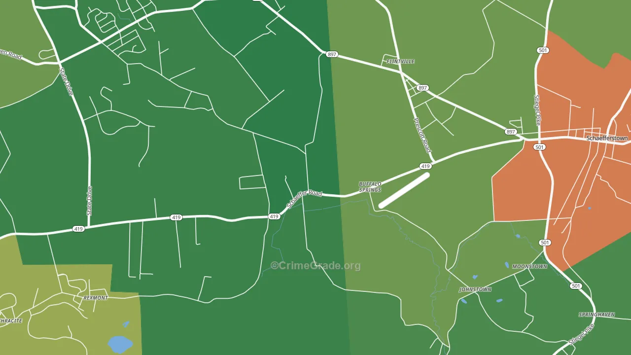 Buffalo Springs, PA Map of Robbery Rates