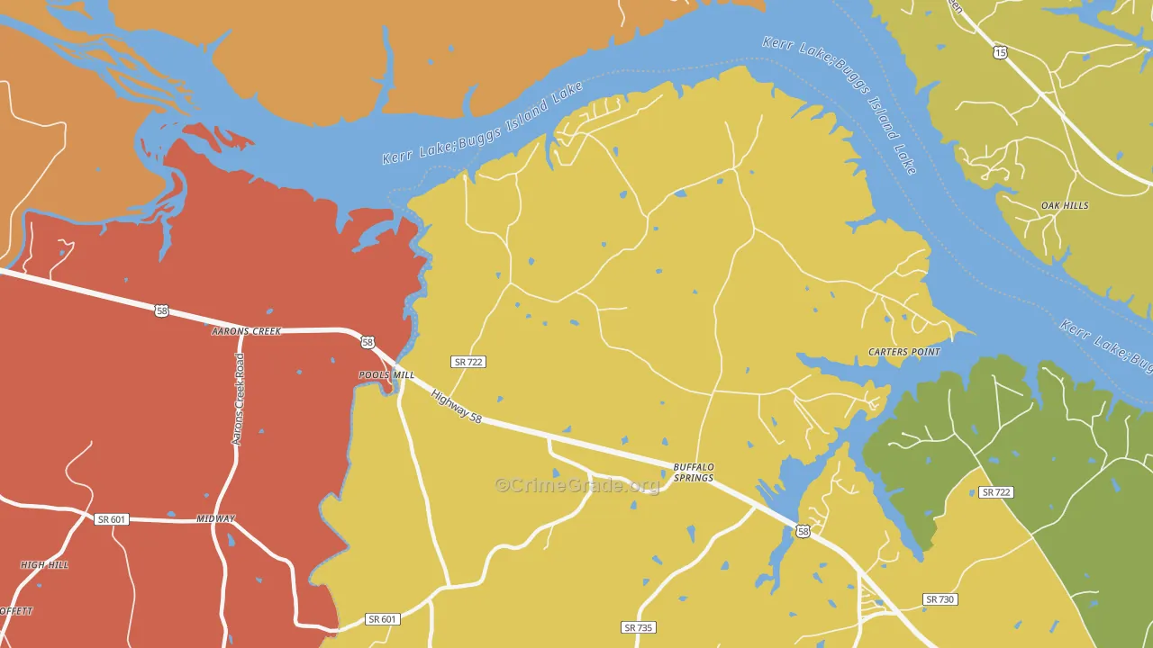Buffalo Springs, VA Map of Robbery Rates