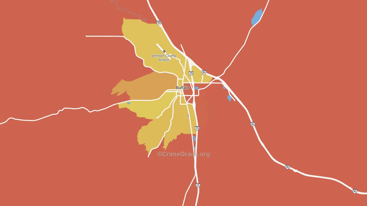 Buffalo, WY Map of Robbery Rates