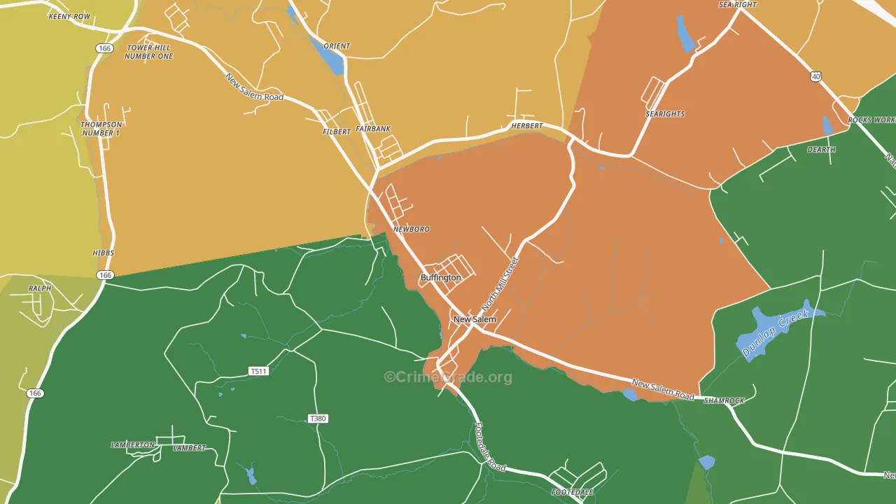 Buffington, PA Map of Robbery Rates