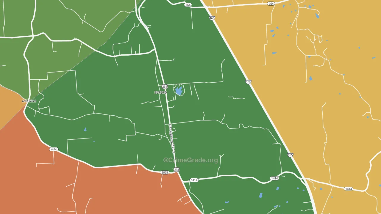 Buford, KY Map of Robbery Rates