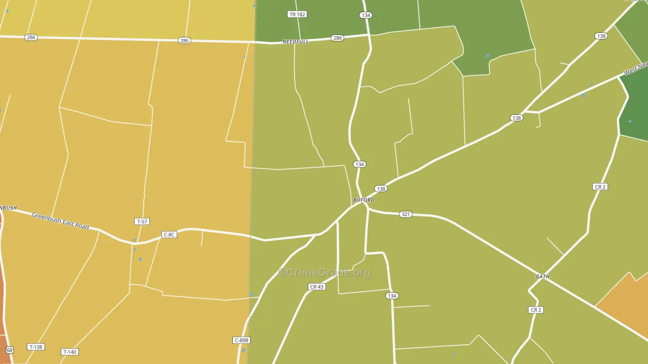 Buford, OH Map of Robbery Rates