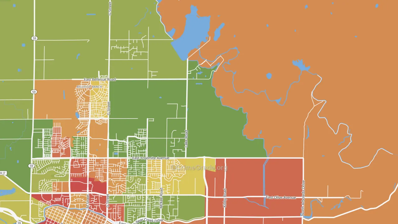 Buhach, CA Map of Robbery Rates