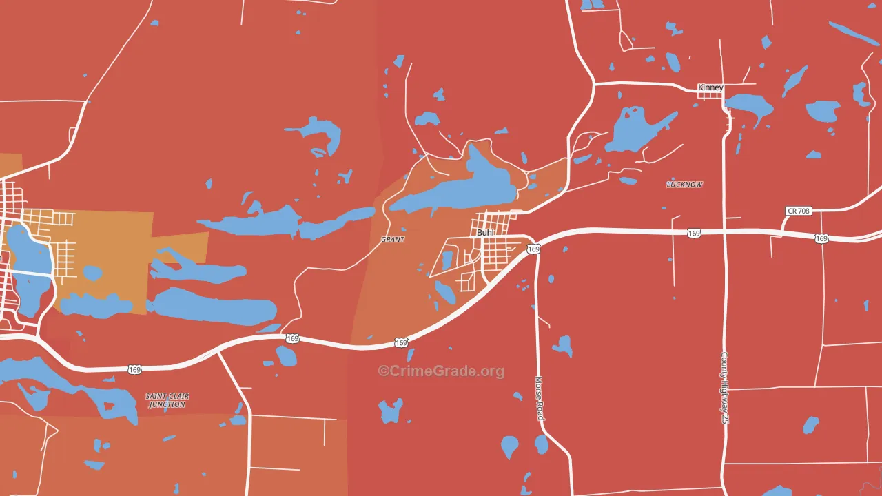 Buhl, MN Map of Robbery Rates