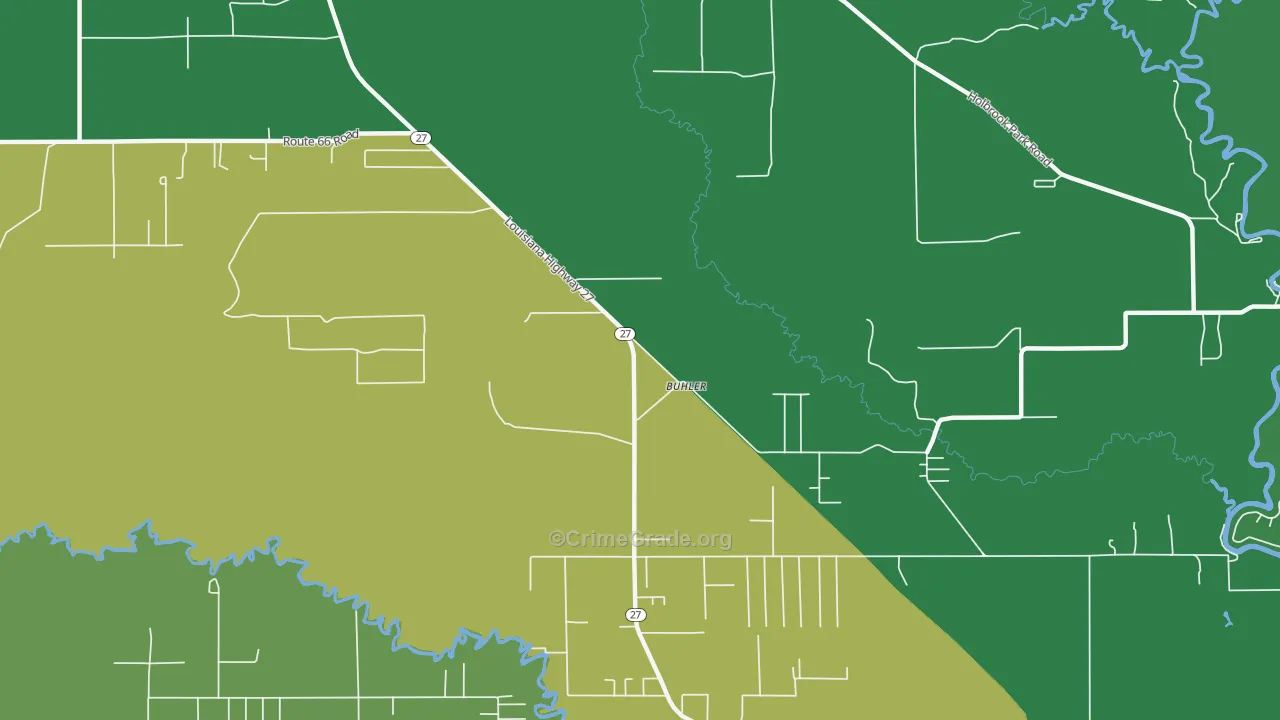Buhler, LA Map of Robbery Rates