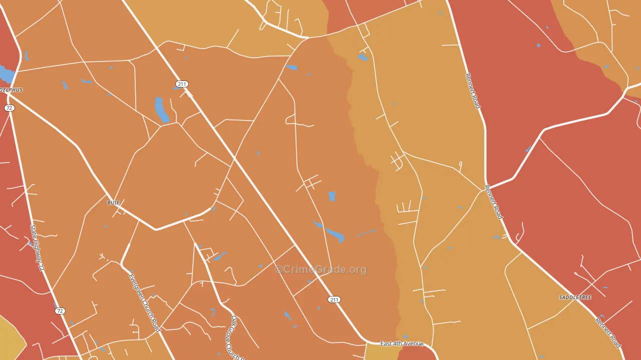 Buie, NC Map of Robbery Rates