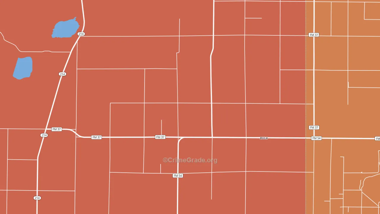 Bula, TX Map of Robbery Rates