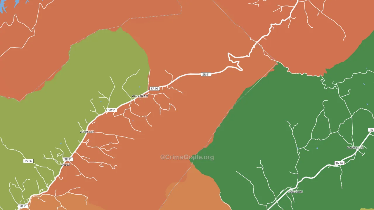 Buladeen, TN Map of Robbery Rates