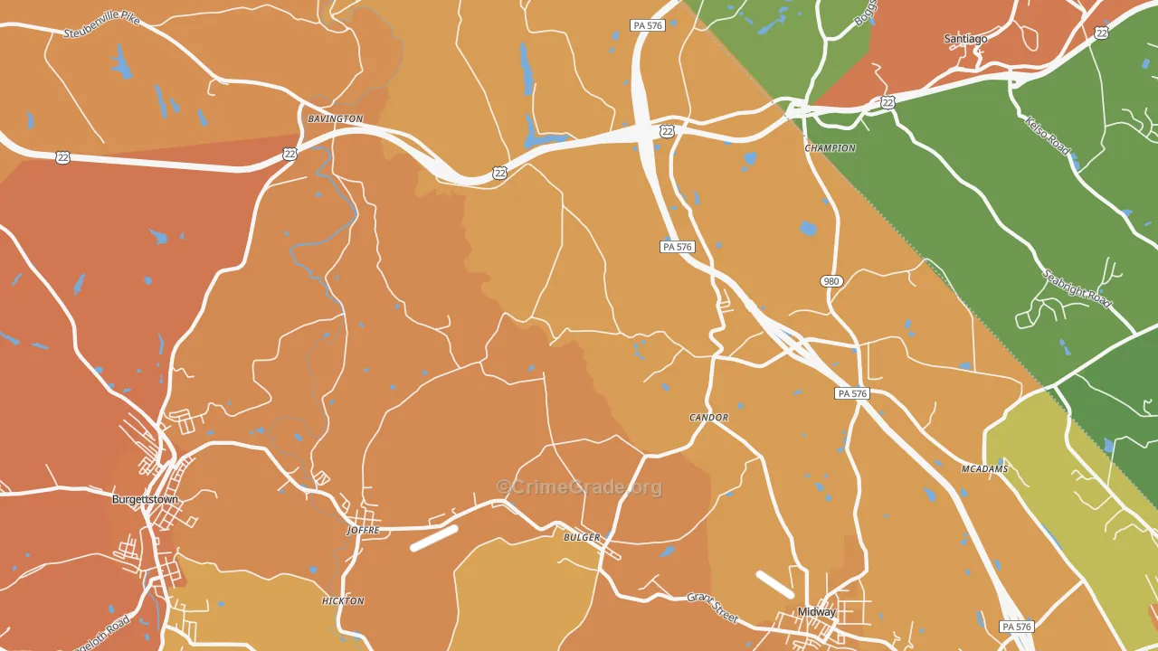 Bulger, PA Map of Robbery Rates