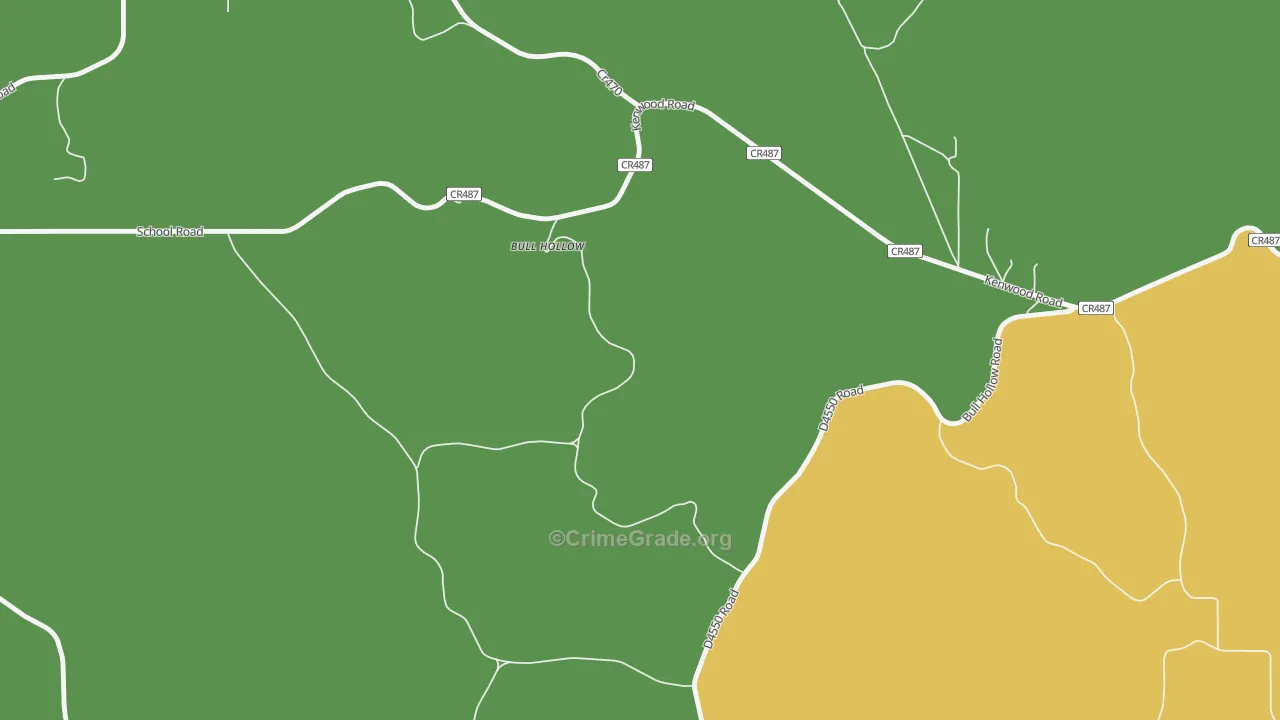 Bull Hollow, OK Map of Robbery Rates