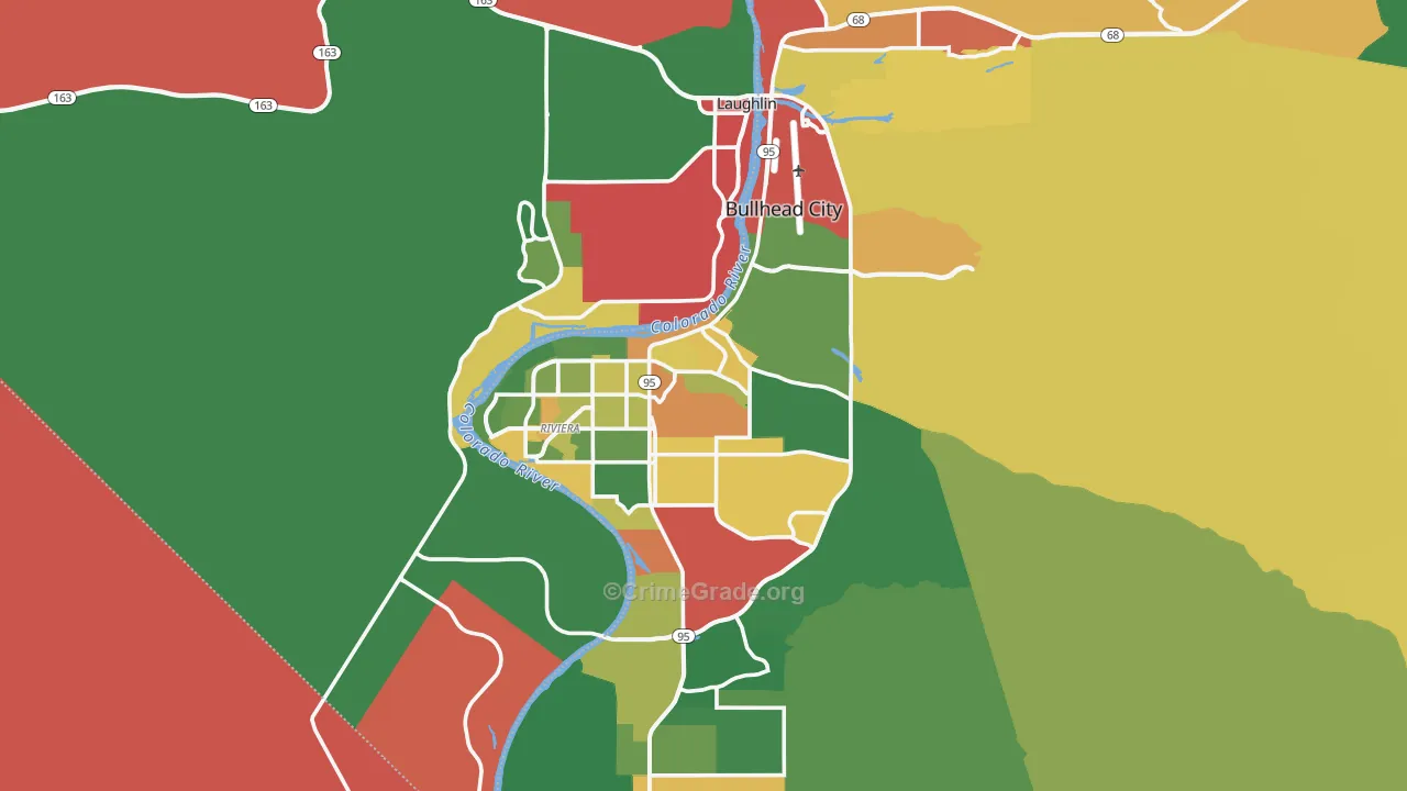 Bullhead City, AZ Map of Robbery Rates