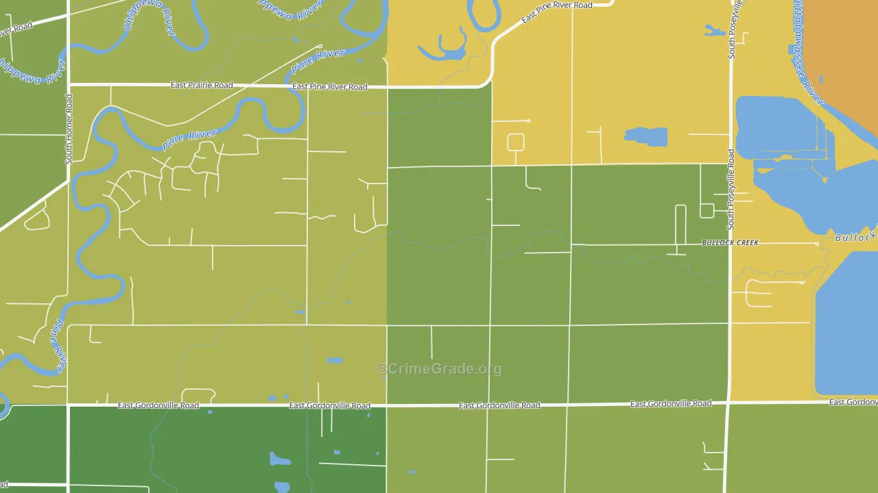 Bullock Creek, MI Map of Robbery Rates