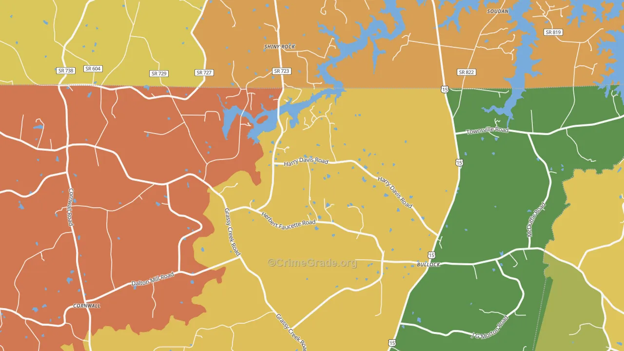 Bullock, NC Map of Robbery Rates
