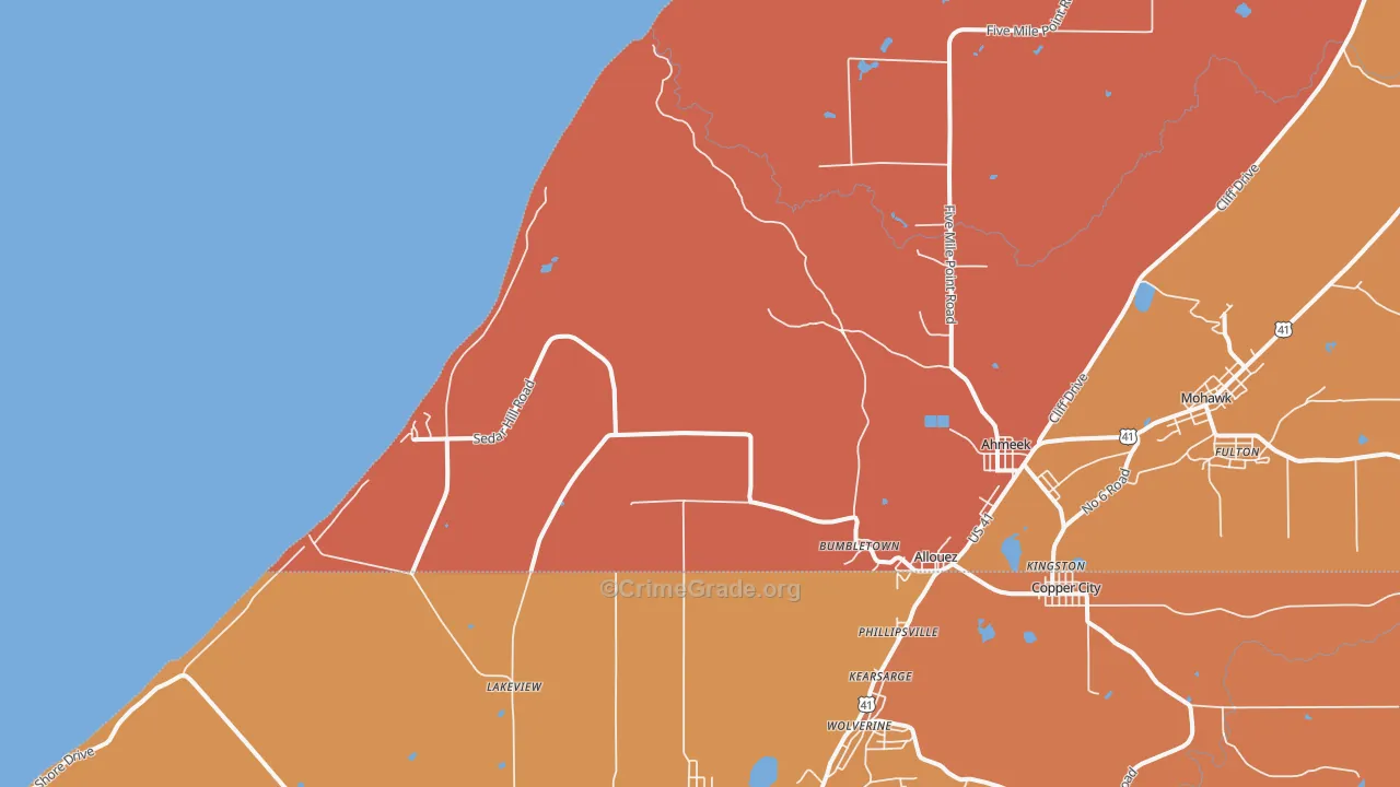 Bumbletown, MI Map of Robbery Rates