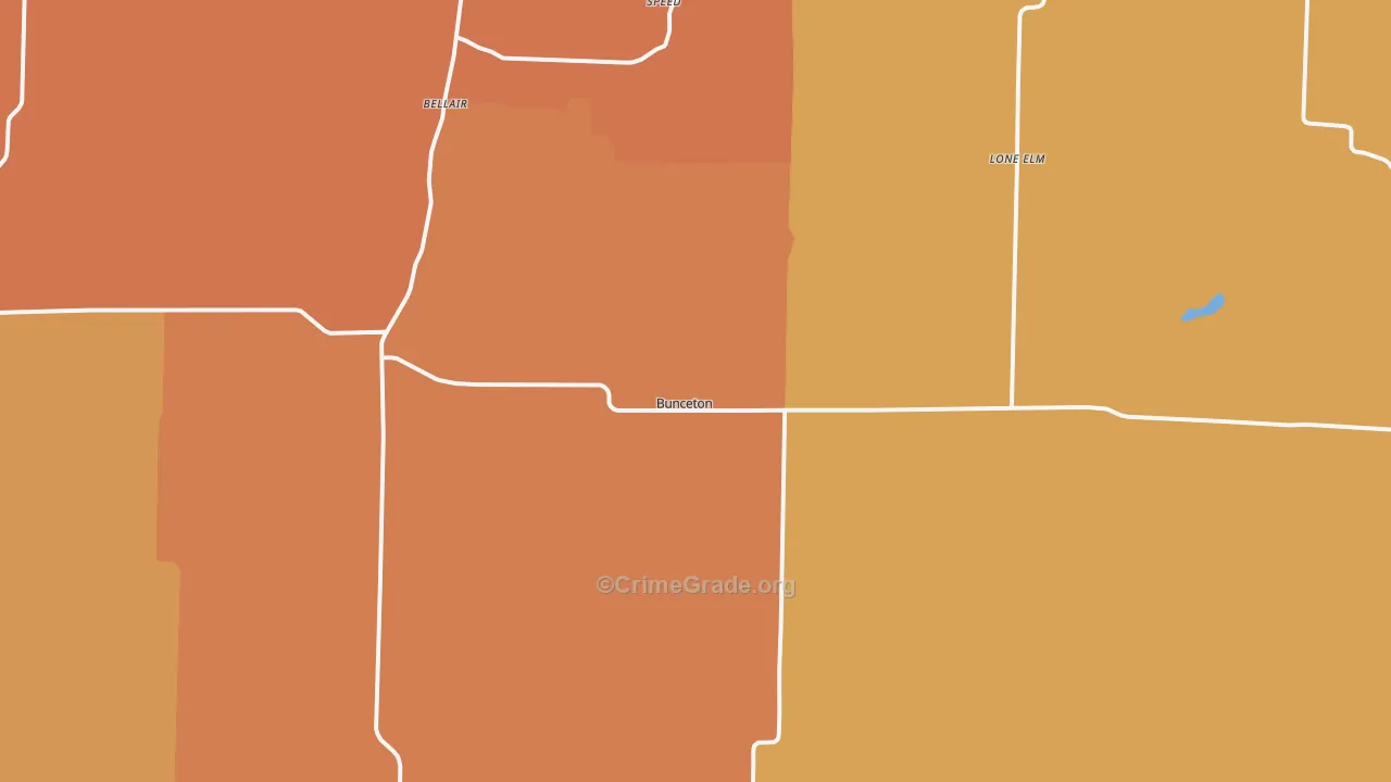 Bunceton, MO Map of Robbery Rates